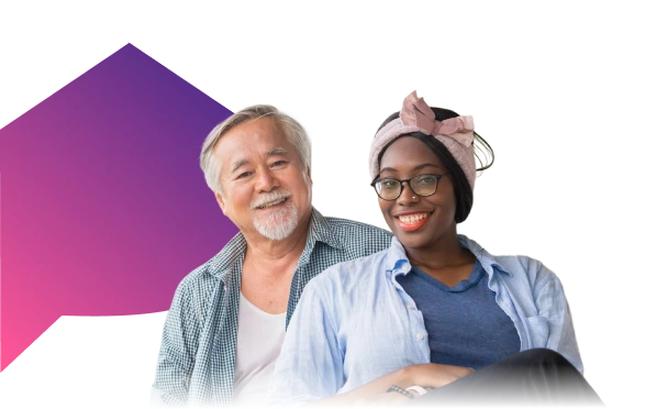 Smiling elderly man and woman together